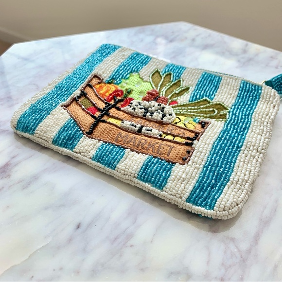 🥕 ANTHROPOLOGIE Farmer’s Market Fiona Beaded Pouch Bag - Picture 4 of 12